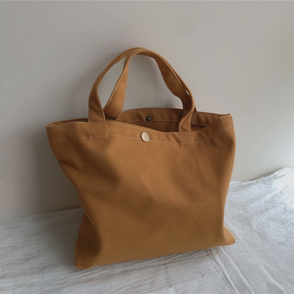 534 Solid Color Women Canvas Handbag Snap Button Simple Casual Tote Bag 534 Solid Color Women Canvas Handbag Snap Button Simple Casual Tote Bag